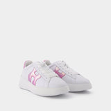 Baskets Rebel H562 Allacciato en Cuir Blanc et Rose