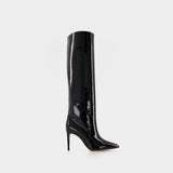 Bottes Stiletto 85 en Cuir Verni Noir