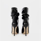 Bottines Stiletto Slouchy en Cuir Verni Noir