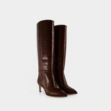 Bottes Stiletto 60 - Paris Texas - Cuir - Chocolat