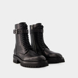 Bottes Cisse Combat - Ann Demeulemeester - Cuir - Noir