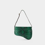 Sac Curve en Cuir Embossé Serpent Vert