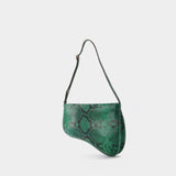 Sac Curve en Cuir Embossé Serpent Vert