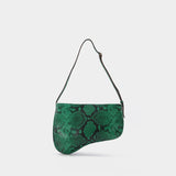 Sac Curve en Cuir Embossé Serpent Vert