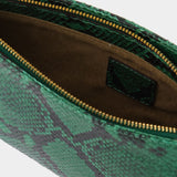 Sac Curve en Cuir Embossé Serpent Vert