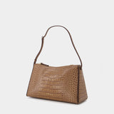 Sac Prism en Cuir Embossé Croco Marron