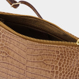 Sac Prism en Cuir Embossé Croco Marron