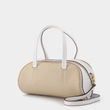 Sac Hourglass Bowling en Cuir Ivoire et Blanc