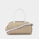 Sac Hourglass Bowling en Cuir Ivoire et Blanc