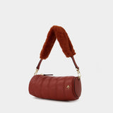 Sac Mini Padded Cylinder en Cuir/Fausse Fourrure Rouge