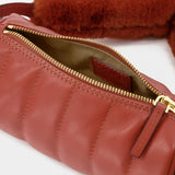 Sac Mini Padded Cylinder en Cuir/Fausse Fourrure Rouge