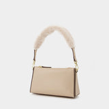 Sac Mini Prism en Cuir/Fausse Fourrure Beige
