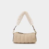 Sac Mini Padded Cylinder en Cuir/Fausse Fourrure Ivoire