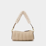 Sac Mini Padded Cylinder en Cuir/Fausse Fourrure Ivoire