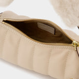 Sac Mini Padded Cylinder en Cuir/Fausse Fourrure Ivoire