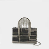 Sac À Main Midi Crystal Fringe - Kara - Strass - Rayures Noir