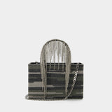Sac À Main Midi Crystal Fringe - Kara - Strass - Rayures Noir