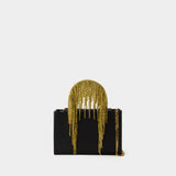 Sac À Main Midi Crystal Fringe - Kara - Cuir - Noir/Doré