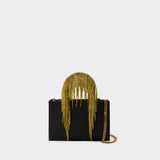 Sac À Main Midi Crystal Fringe - Kara - Cuir - Noir/Doré