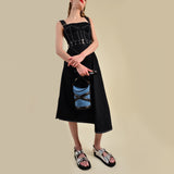 Sac Hobo The Curve - Alexander Mcqueen - Coton - Denim/Noir