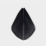 Pochette Zippée A4 en Cuir Noir