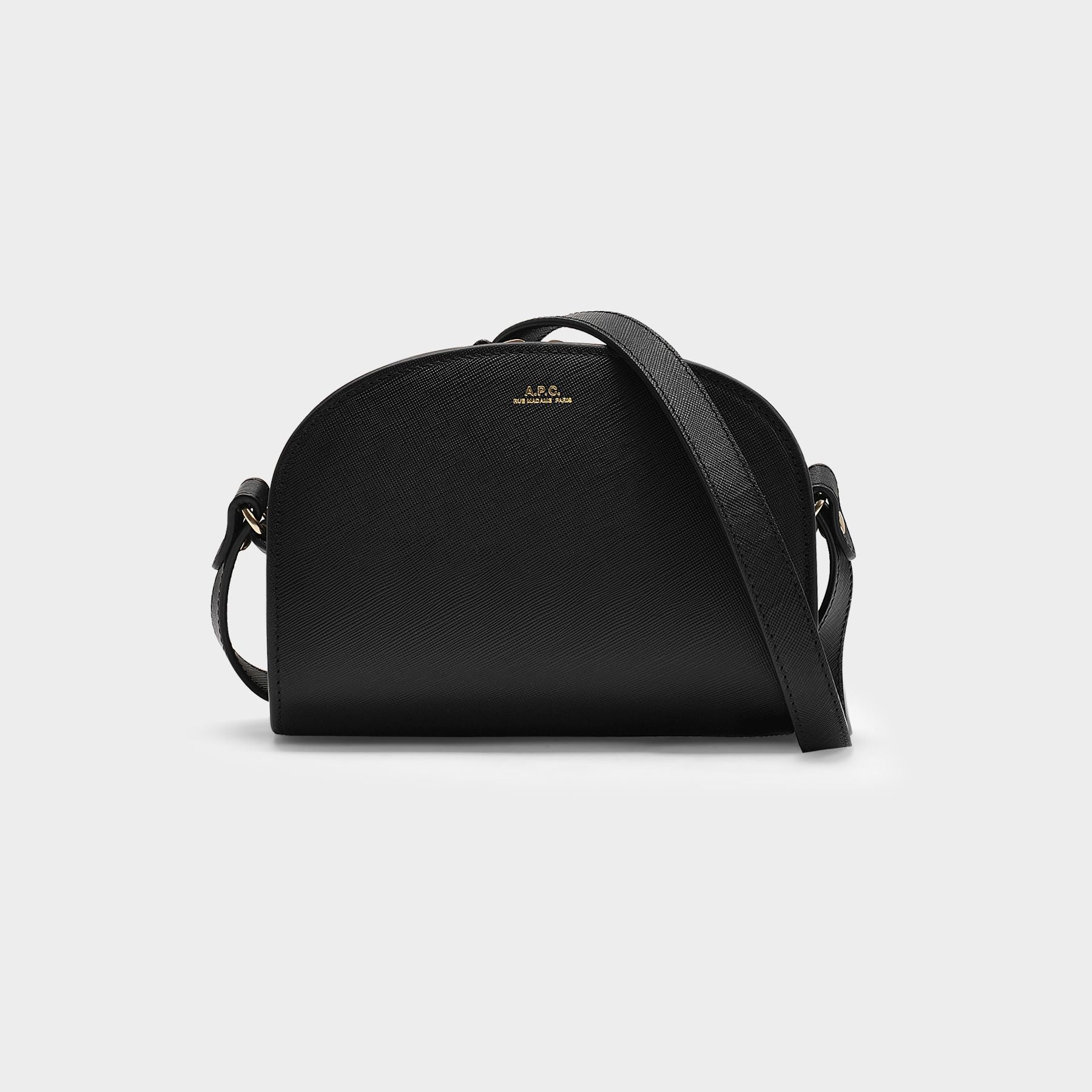 Sac Demi-Lune Mini Noir en cuir de veau lisse