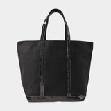 Cabas L + Zippé en Toile Noire et Sequins