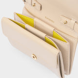 Sac Porté Epaule Jessie en Cuir Grainé Beige/Jaune
