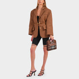 Sac Mini Pocket Bag en Toile Marron - Motif check