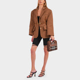 Sac Mini Pocket Bag en Toile Marron - Motif check