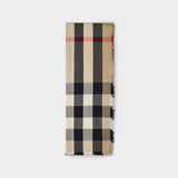 Echarpe Half Mega en Cachemire Beige Check
