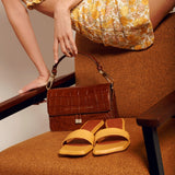 Sac Hobo Shoulder - Chylak - Cuir Embossé Croco - Caramel Glossy