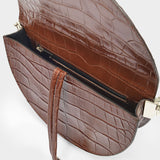 Sac Hobo Saddle - Chylak - Cuir Embossé Croco - Caramel Glossy