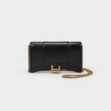 Portefeuille Hourglass sur chaine en Cuir Noir