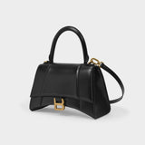 Sac Hourglass S en Cuir Noir Brillant