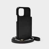 Mini Sac Etui pour Smartphone en Cuir Grainé Noir
