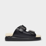 Sandales hybrid en Cuir Noir et Shearling