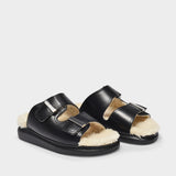 Sandales hybrid en Cuir Noir et Shearling
