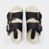 Sandales hybrid en Cuir Noir et Shearling
