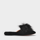 Mules Foxy Flat en Cuir Velours Noir
