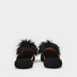 Mules Foxy Flat en Cuir Velours Noir