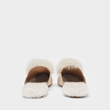 Mules Foxy Flat en Cuir Beige