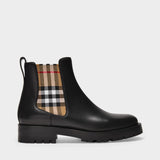 Bottines Allostock Check en Cuir Noir