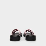 Sandales Tresse Platform en Cuir Rose