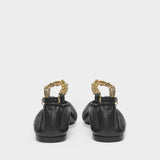 Ballerines Charm en Cuir Noir