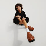 Chaussures Bumper Chunky en Cuir Marron