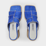 Mules Mildred en Toile Bleue