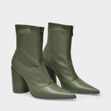 Bottines à Talons en Cuir Vert