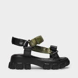 Sandales Trekky Sporty en Cuir Noir et Khaki