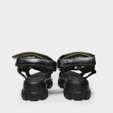 Sandales Trekky Sporty en Cuir Noir et Khaki